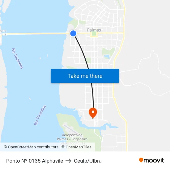 Ponto Nº 0135 Alphavile to Ceulp/Ulbra map