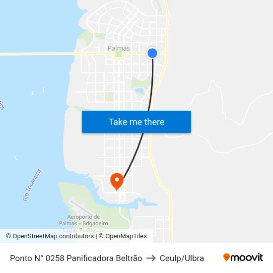 Ponto N° 0258 Panificadora Beltrão to Ceulp/Ulbra map