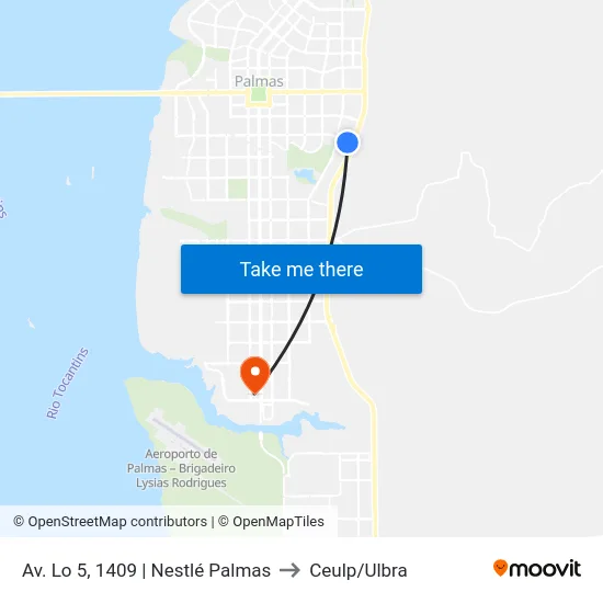 Av. Lo 5, 1409 | Nestlé Palmas to Ceulp/Ulbra map