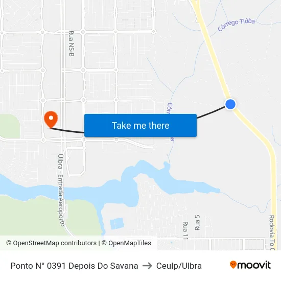 Ponto N° 0391 Depois Do Savana to Ceulp/Ulbra map