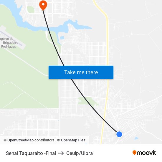 Senai Taquaralto -Final to Ceulp/Ulbra map