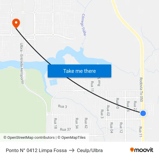 Ponto N° 0412 Limpa Fossa to Ceulp/Ulbra map