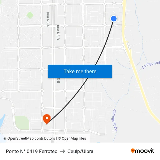 Ponto N° 0419 Ferrotec to Ceulp/Ulbra map