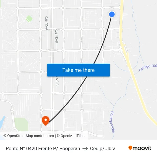 Ponto N° 0420 Frente P/ Pooperan to Ceulp/Ulbra map