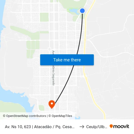 Av. Ns 10, 623 | Atacadão / Pq. Cesamar to Ceulp/Ulbra map