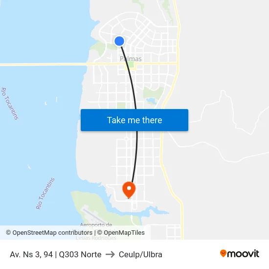 Av. Ns 3, 94 | Q303 Norte to Ceulp/Ulbra map