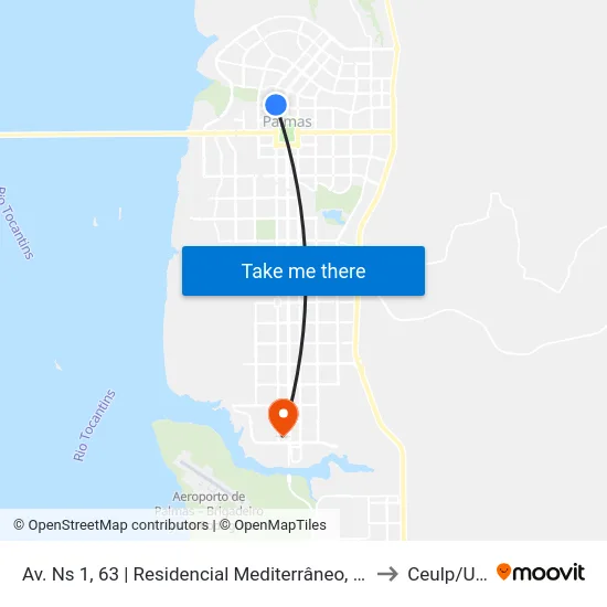 Av. Ns 1, 63 | Residencial Mediterrâneo, Q201 Norte to Ceulp/Ulbra map