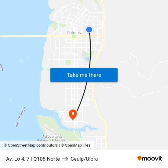 Av. Lo 4, 7 | Q108 Norte to Ceulp/Ulbra map