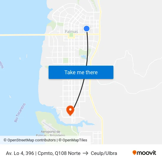Av. Lo 4, 396 | Cpmto, Q108 Norte to Ceulp/Ulbra map