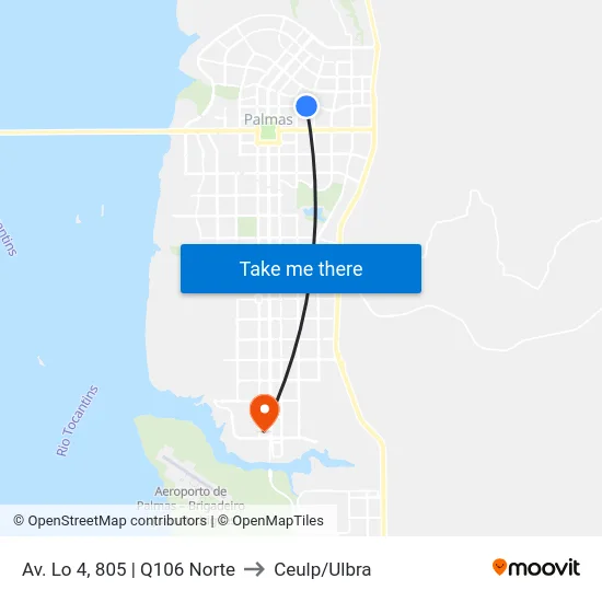 Av. Lo 4, 805 | Q106 Norte to Ceulp/Ulbra map
