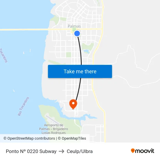 Ponto Nº 0220 Subway to Ceulp/Ulbra map