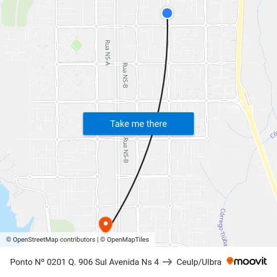 Ponto Nº 0201 Q. 906 Sul Avenida Ns 4 to Ceulp/Ulbra map