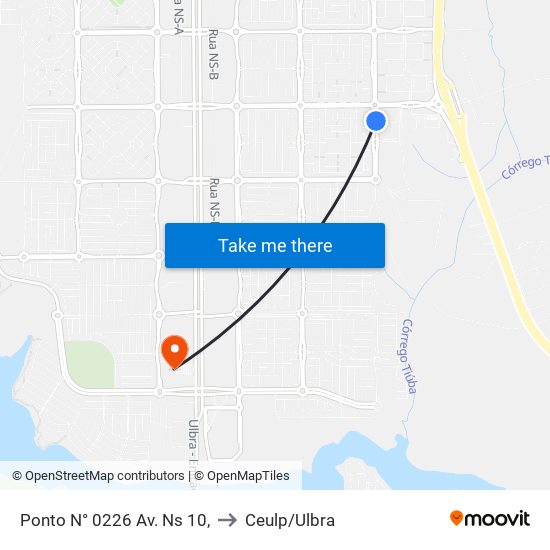 Ponto N° 0226 Av. Ns 10, to Ceulp/Ulbra map