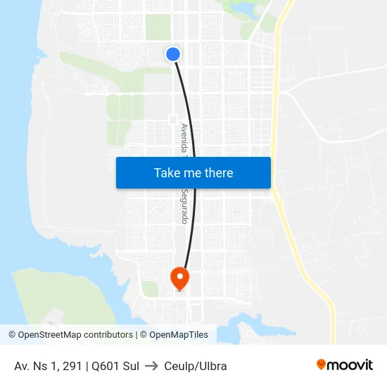Av. Ns 1, 291 | Q601 Sul to Ceulp/Ulbra map