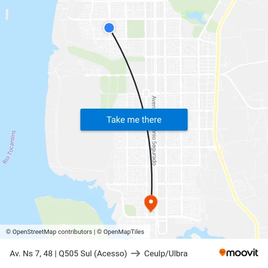 Av. Ns 7, 48 | Q505 Sul (Acesso) to Ceulp/Ulbra map