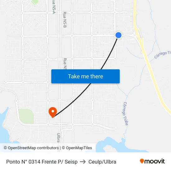 Ponto N° 0314 Frente P/ Seisp to Ceulp/Ulbra map