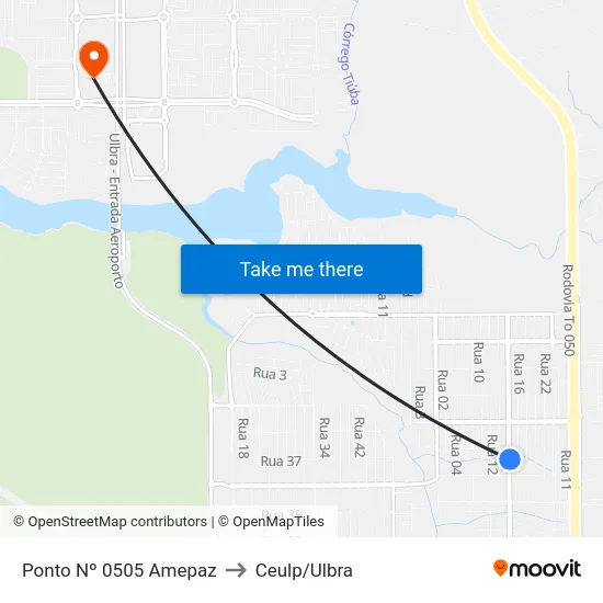 Ponto Nº 0505 Amepaz to Ceulp/Ulbra map