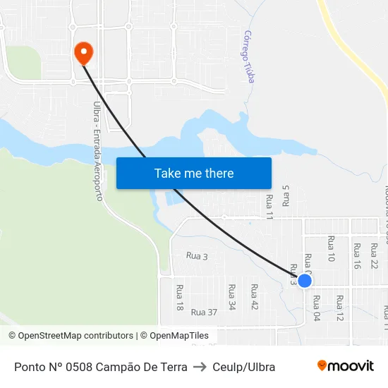 Ponto Nº 0508 Campão De Terra to Ceulp/Ulbra map