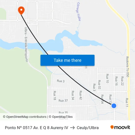Ponto Nº 0517 Av. E Q 8 Aureny IV to Ceulp/Ulbra map
