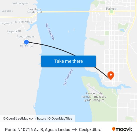 Ponto N° 0716 Av. B, Aguas Lindas to Ceulp/Ulbra map