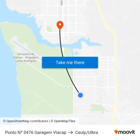 Ponto Nº 0476 Garagem Viacap to Ceulp/Ulbra map