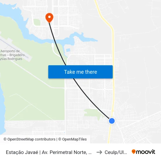 Estação Javaé | Av. Perimetral Norte, 3862 to Ceulp/Ulbra map