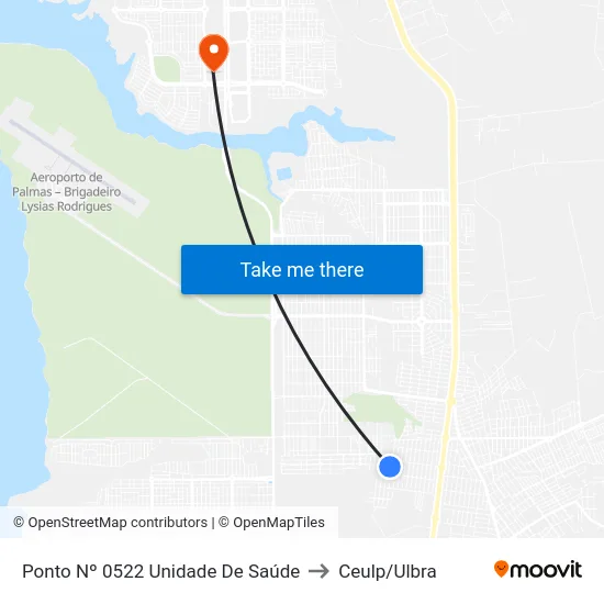 Ponto Nº 0522 Unidade De Saúde to Ceulp/Ulbra map