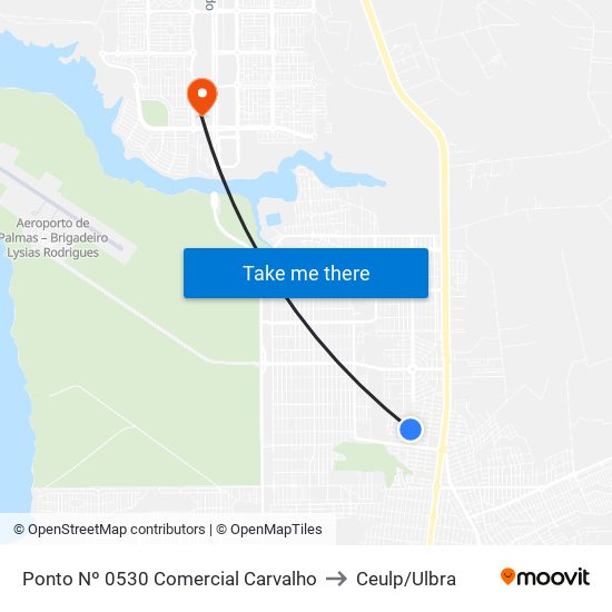 Ponto Nº 0530 Comercial Carvalho to Ceulp/Ulbra map