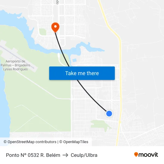 Ponto Nº 0532 R. Belém to Ceulp/Ulbra map
