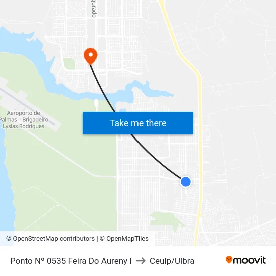 Ponto Nº 0535 Feira Do Aureny I to Ceulp/Ulbra map