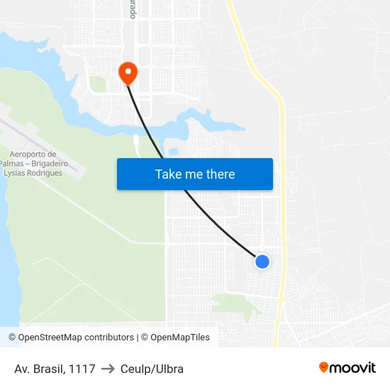 Av. Brasil, 1117 to Ceulp/Ulbra map