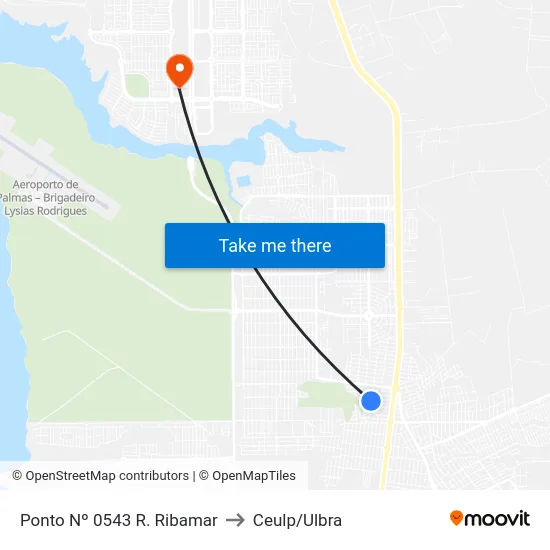 Ponto Nº 0543 R. Ribamar to Ceulp/Ulbra map