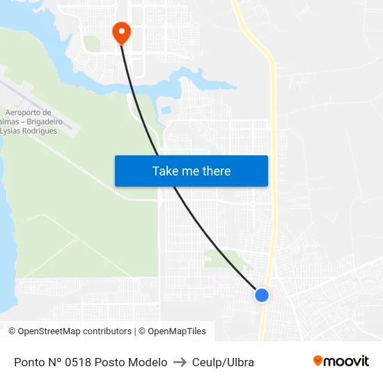 Ponto Nº 0518 Posto Modelo to Ceulp/Ulbra map