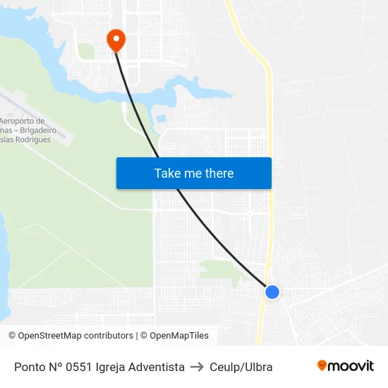 Ponto Nº 0551 Igreja Adventista to Ceulp/Ulbra map
