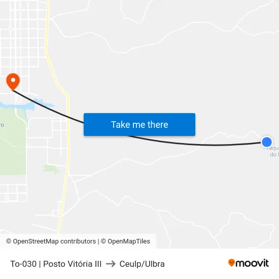 To-030 | Posto Vitória III to Ceulp/Ulbra map