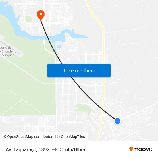 Av. Taquaruçu, 1892 to Ceulp/Ulbra map