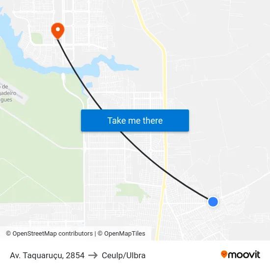 Av. Taquaruçu, 2854 to Ceulp/Ulbra map