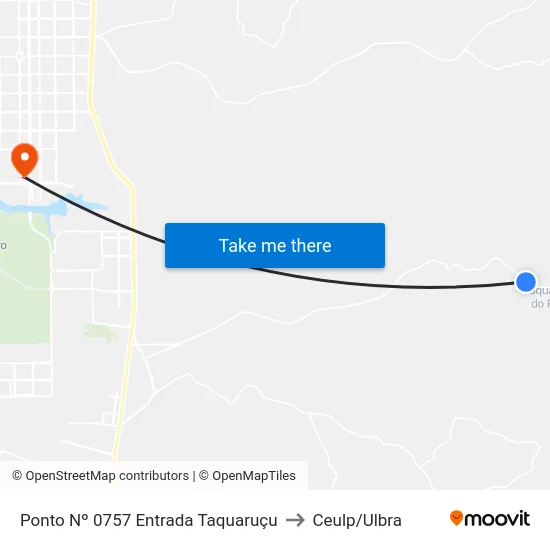 Ponto Nº 0757 Entrada Taquaruçu to Ceulp/Ulbra map