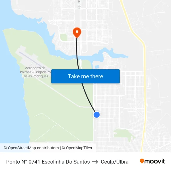 Ponto N° 0741 Escolinha Do Santos to Ceulp/Ulbra map