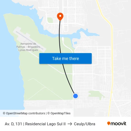 Av. D, 131 | Residencial Lago Sul II to Ceulp/Ulbra map
