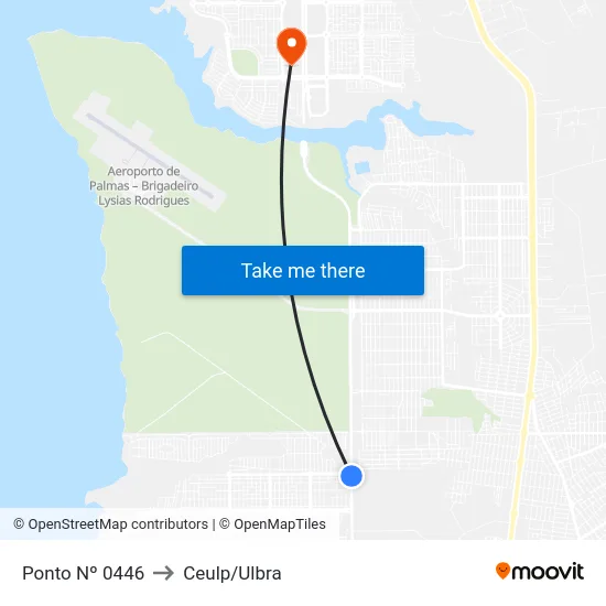 Ponto Nº 0446 to Ceulp/Ulbra map
