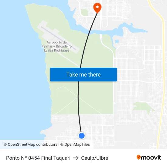 Ponto Nº 0454 Final Taquari to Ceulp/Ulbra map
