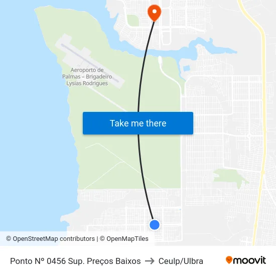 Ponto Nº 0456 Sup. Preços Baixos to Ceulp/Ulbra map