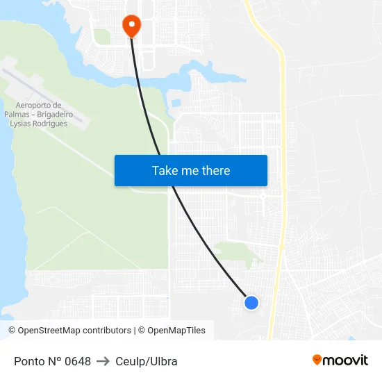Ponto Nº 0648 to Ceulp/Ulbra map