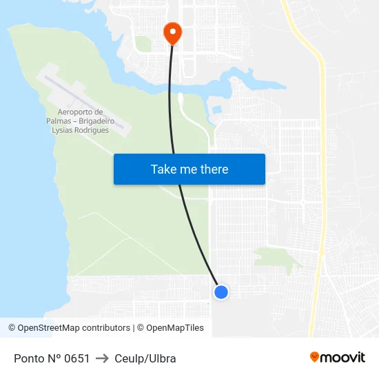 Ponto Nº 0651 to Ceulp/Ulbra map