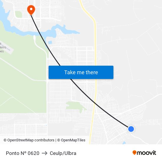 Ponto Nº 0620 to Ceulp/Ulbra map