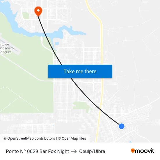 Ponto Nº 0629 Bar Fox Night to Ceulp/Ulbra map