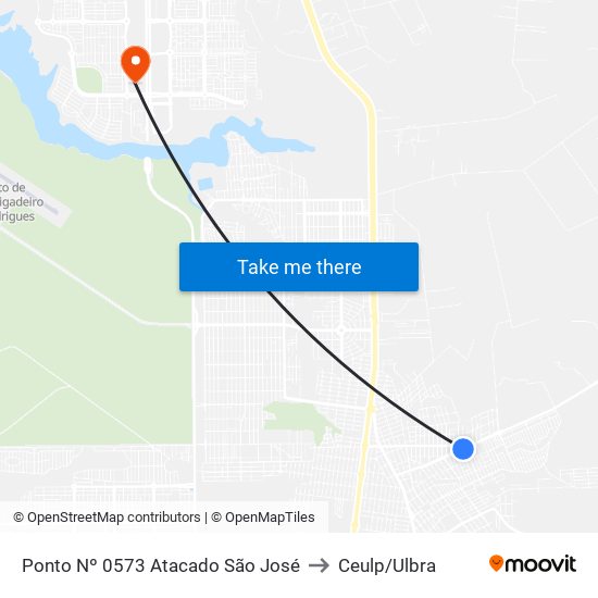 Ponto Nº 0573 Atacado São José to Ceulp/Ulbra map