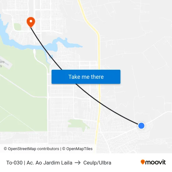 To-030 | Ac. Ao Jardim Laila to Ceulp/Ulbra map