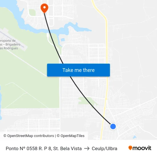 Ponto Nº 0558 R. P 8, St. Bela Vista to Ceulp/Ulbra map